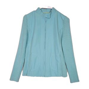 NWT Sigrid Olsen Womens Teal Full-Zip Athletic Jacket Size Small Warm Up